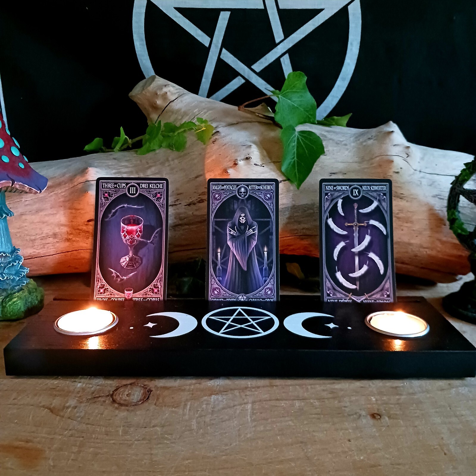 Triple Moon Tarot Card Stand & Tealight Holder