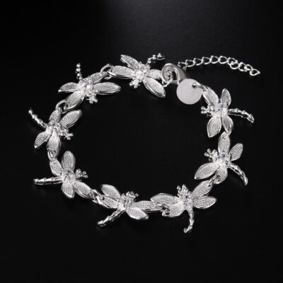 Kristall Libelle Mode 925 Sterling Silber Armbänder für Frau Hochzeit Party