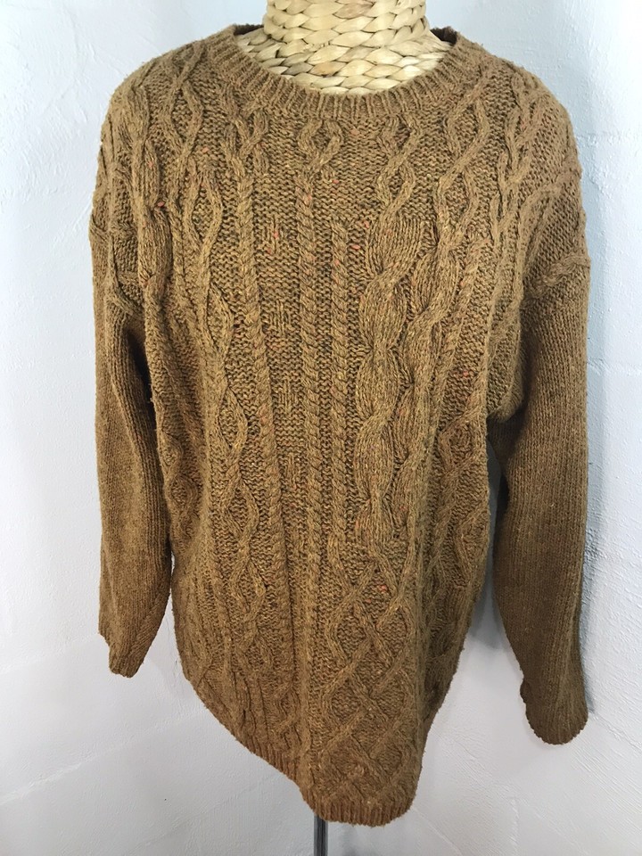 RAAM Vintage Brown Cableknit Wool Blend Pullover Sz M