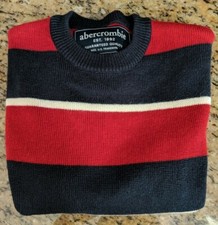 Abercrombie  Fitch Boy's Sweater Sz S Red White  Blue High Quality Ramie