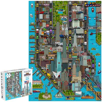 Pixel Puzzle 8-Bit New York Karte 1000 Teile Level 3 100% recycelte Karte