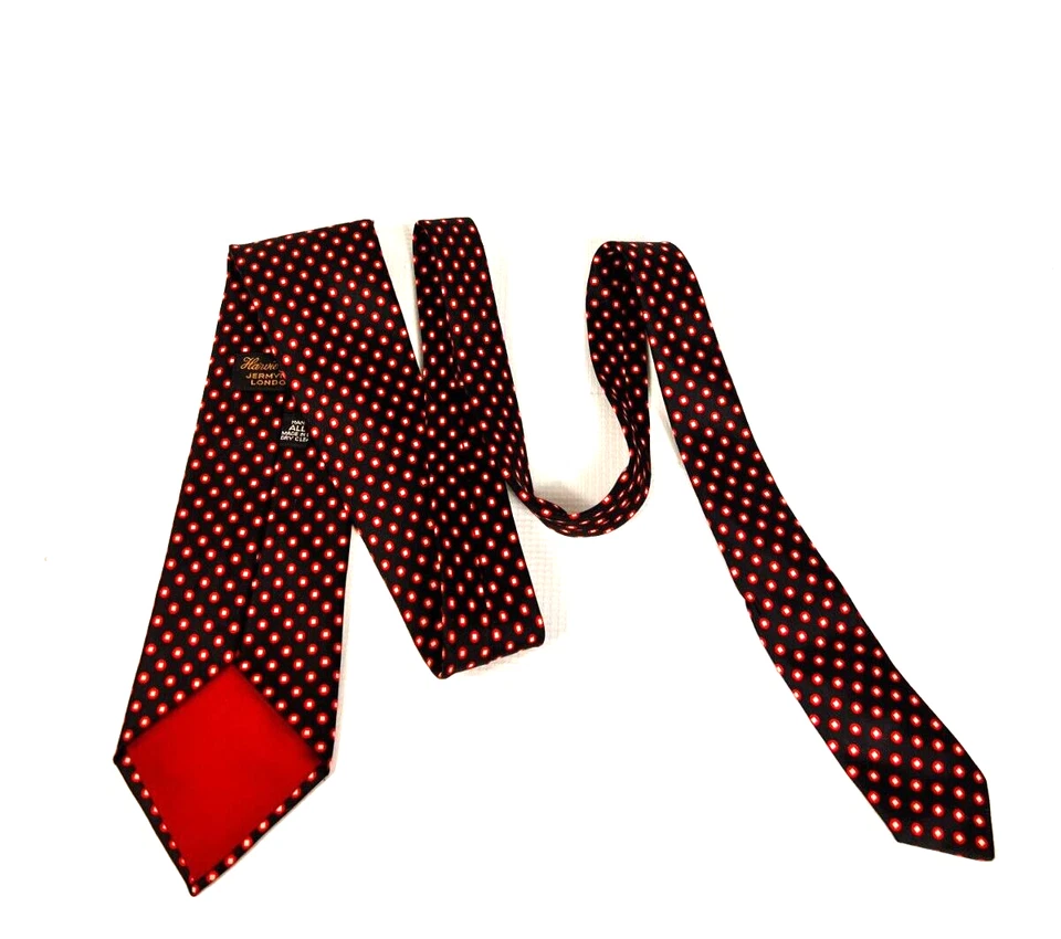 Corbata Harvie & Hudson negra a lunares cuello seda corbata para hombre 58LX3,5W Foto 4 de 4