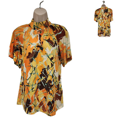 East 1946 Multicolor Yellow Mock Neck Sleeveless Top Medium