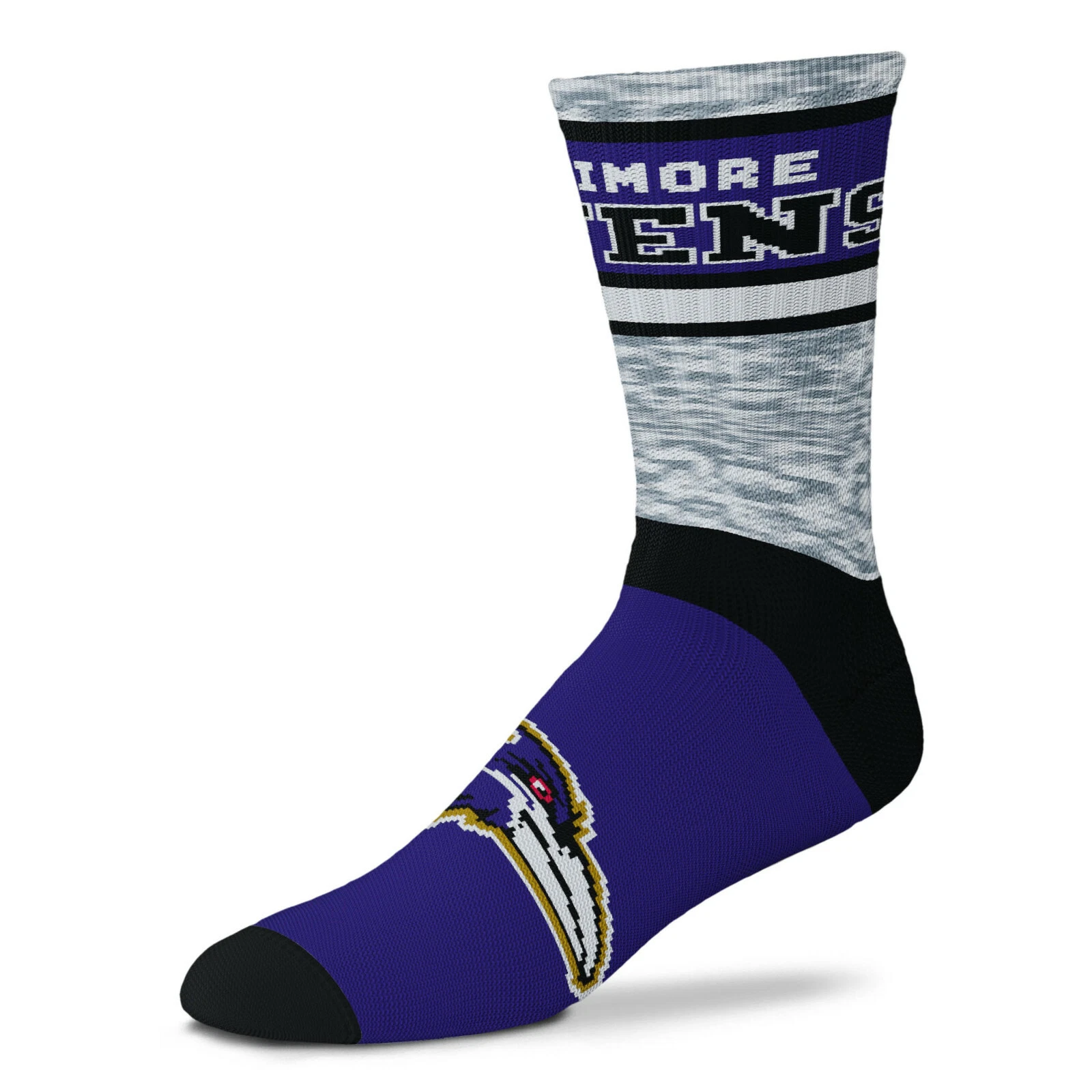 NEW Baltimore Ravens Double Deuce Gray Knit Crew Socks football 2 Sizes Available
