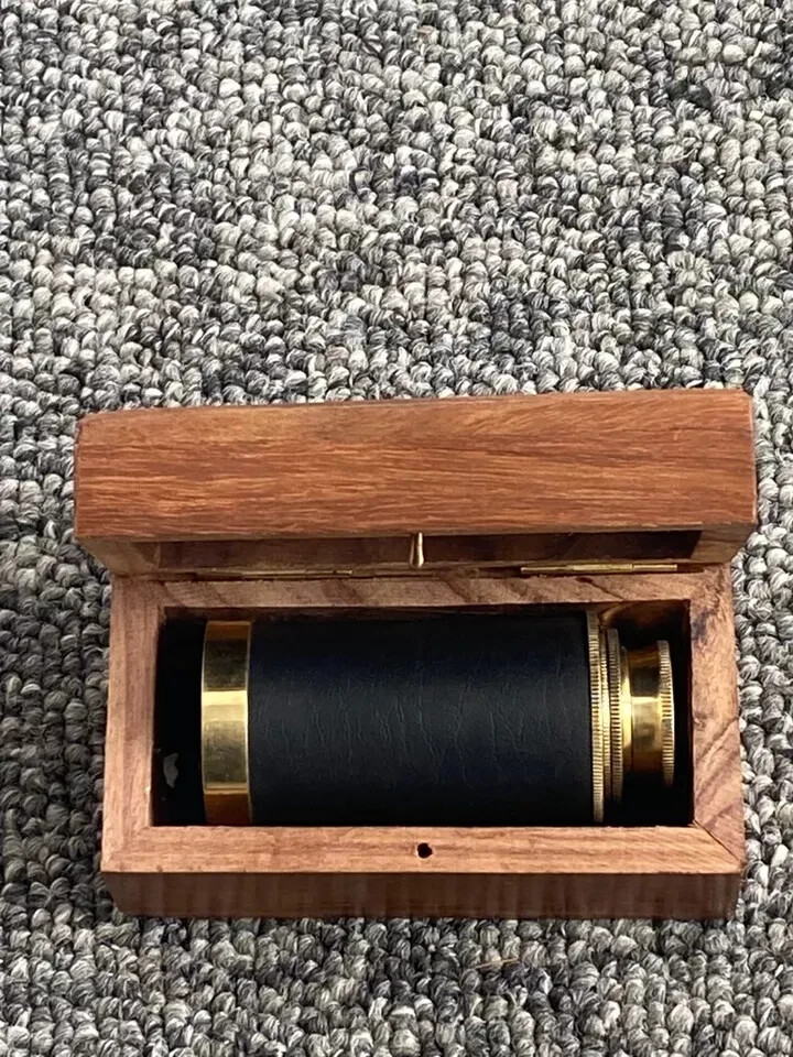 5″ Antiqued Wooden Box With Brass Telescope - Madison Bay Company - View #7