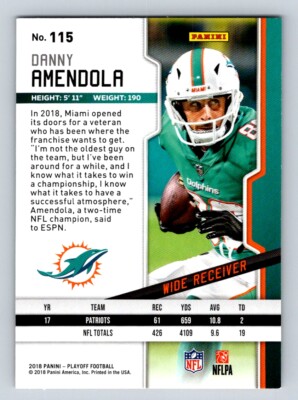 2018 Panini Playoff 115 Danny Amendola Miami Dolphins