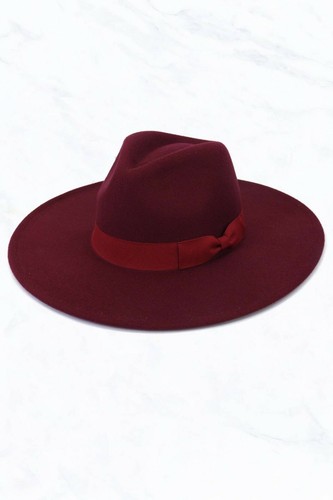 Burgundy Wide Brim Fedora Hat (unisex 