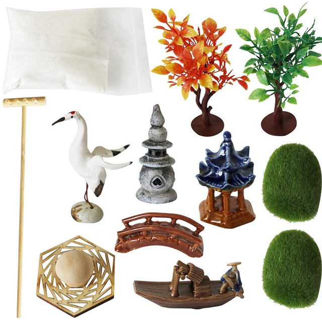 Deluxe Zen Garden Accessories Tabletop Meditation Rock Sand Garden