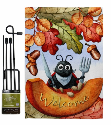 Hungry Ladybug Garden Flag Harvest & Autumn Fall Decorative Yard House Banner - Picture 7 of 17