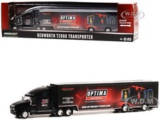 KENWORTH T2000 TRANSPORTER BLACK "OPTIMA BATTERIES" 1/64 MODEL GREENLIGHT 30378