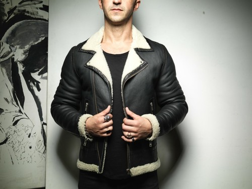 Sandro Leather Jacket Shearling Lamb 
