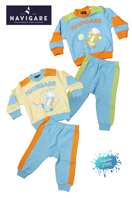 Pigiama neonato 100% caldo cotone interlock NAVIGARE a 36