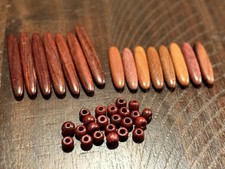 Lot of Wood Beads Long Flat Exotic Unique Various Wooden Jewelry Making Crafts