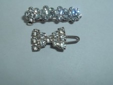 VINTAGE TINY RHINESTONE HAIR BARRETTES