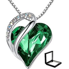 Love Heart Pendant Necklace with Birthstone Crystals, Jewelry Gifts for Her