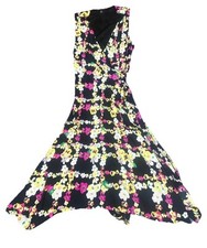 Inc International Concepts Dress Large Handkerchief Hem Wrap Floral Garden VNeck