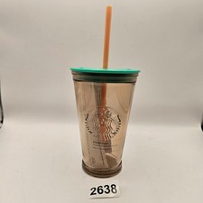 STARBUCKS PEACH GLASS TUMBLER 16oz/473ml NWT