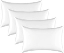 Satin Pillowcase Set for Hair and Skin, 4 Pack with Standard 20x26 Inch White