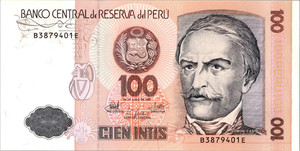 PERU 100 Intis 1987 *** Banknote UNC