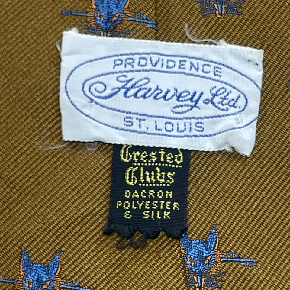 Corbata Club Crestada De Colección Oro Azul Naranja Cabeza de Zorro Heráldica Hiedra Harvey Ltd Poli Seda Foto 4 de 4