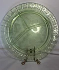 Vintage 10.50 inch etched green Depression Glass Divided Serving Platter