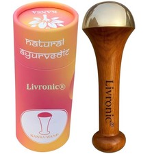 Kansa Wand Face, Body Massager Teak Wooden Handle Bronze 4.5cm Deep Relaxation