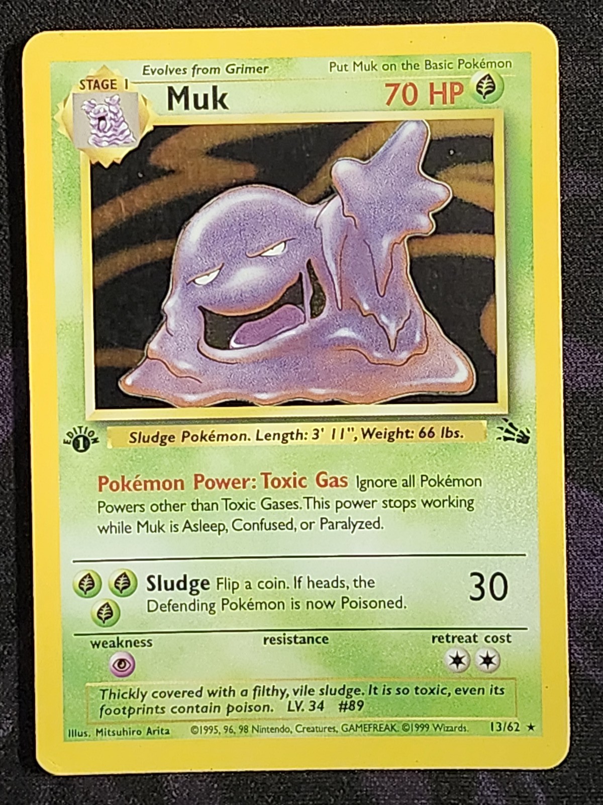 Pokemon Muk 13/62 1st Edition (LP) Fossil FO