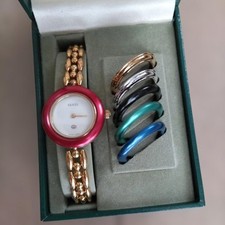Used GUCCI Change Bezel Watch Ladies Vintage Running w/ Strap Set