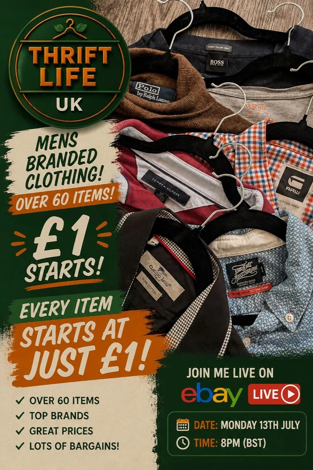 🔥 Mens Branded Clothing | 60+ Items | Every Item Starts at £1