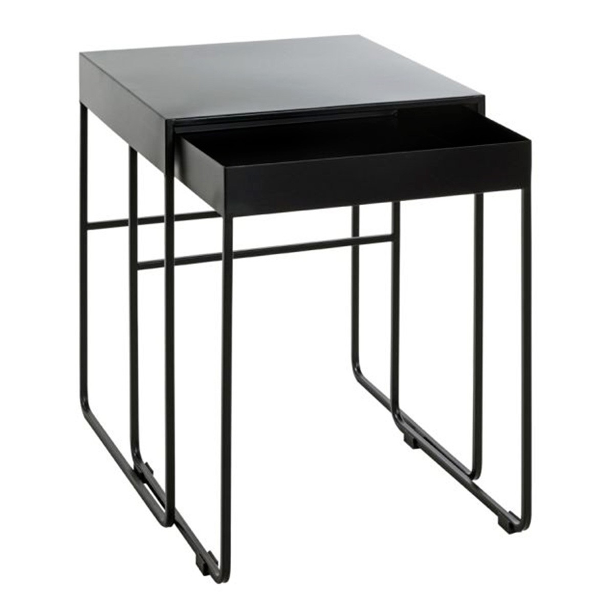 Tables d'appoint Lirola noir 54cm bout de canapé métal guéridon salon