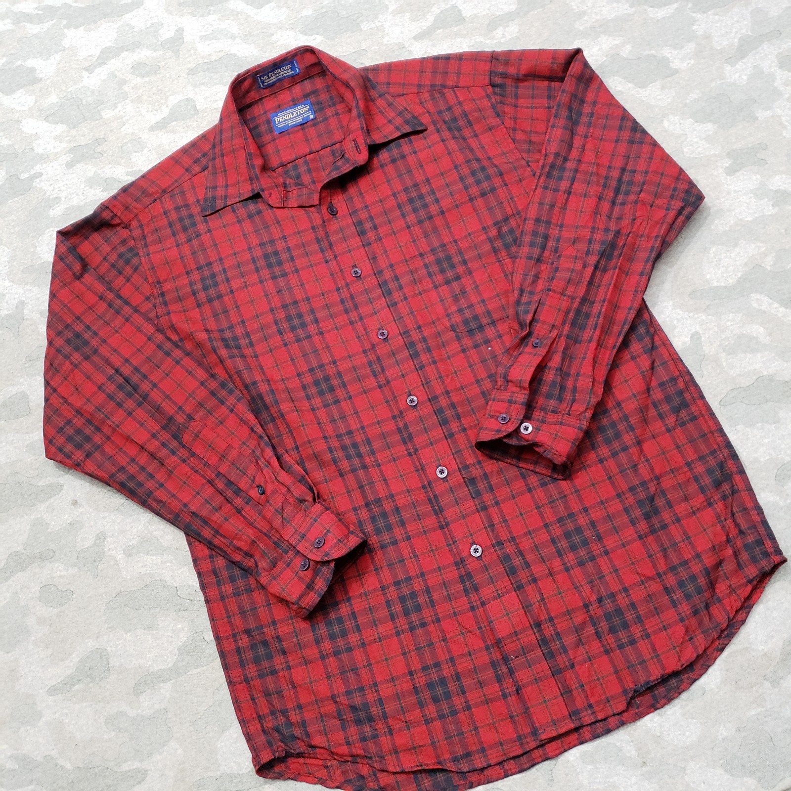 Pendleton Flannel Shirt Men Medium Red Plaid Sir Pendelton Long Sleeve Wool