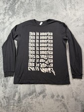 Camisa This Is America Para Hombre Grande Negra Manga Larga Gráfica Bella+Lona Cuello Redondo