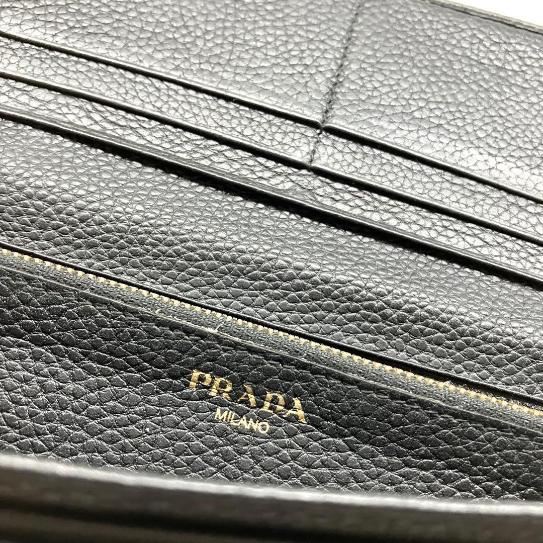 PRADA Saffiano Leather Long Bifold Wallet Purse Black Nero 7.3x3.5" Authentic thumbnail 4