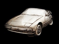 MJ09167 VINTAGE 1978 CUT-OUT 924 PORSCHE SOLID BRASS CAR BELT BUCKLE