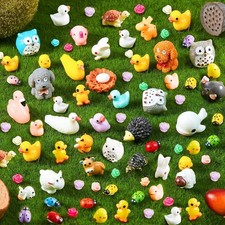 Skylety 100 Pcs Mini Resin Animals Figures Tiny Resin Animals Bulk for Miniature