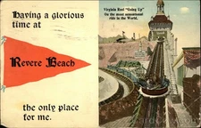 Having Glorious Time Revere Beach,the Only Place Me,MA Tichnor 1913 Vintage PC