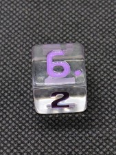 Transparent Clear D6 Dice With Purple Numbers