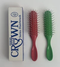 Fuller Crown Series Hairbrushes Red & Green Made In USA Vintage 2 Brushes