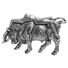 Western Buckle Antique Gold Lady Bull Engraved Belt Buckle Fits wide Belt