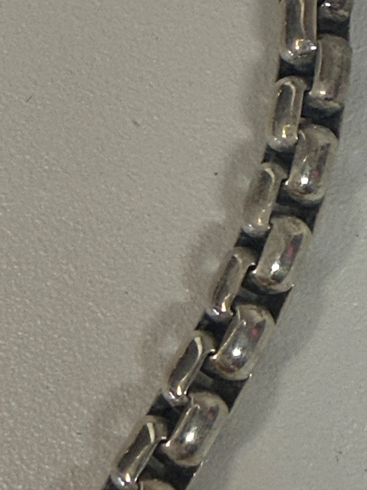 Collar de cadena de caja de piedras preciosas dobles de plata de ley Jai de 18-22" calcedonia azul Foto 4 de 4