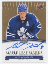 2017-18 Upper Deck Toronto Maple Leafs Centennial Leaf Marks Mike Komisarek Auto