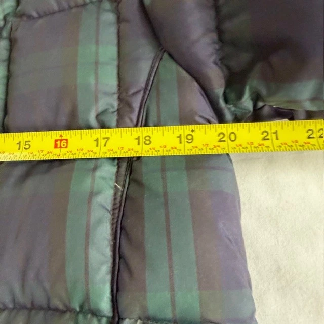 Chaqueta acolchada EDDIE BAUER a cuadros plumón de ganso para mujer mediana alta azul verde de colección Y2K Foto 4 de 4