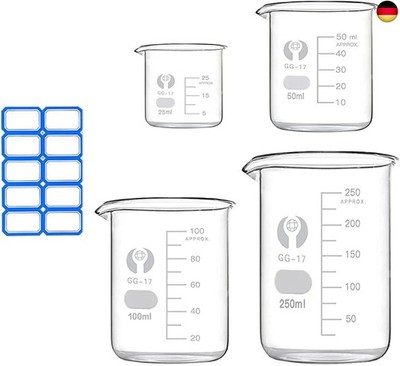 Becherglas Messbecher 250ml 100ml 50ml 25ml Borosilikatglas Becher für Labor