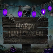 C7 Purple Halloween Lights Outdoor Indoor, 10FT Waterproof LED String Lights ...
