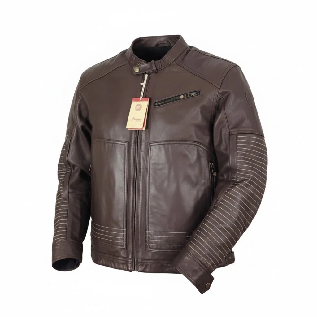 Indian Motorcycle Men's Phoenix Leather Jacket W/ Armor Brown New Small & 3XL - product detail image 1