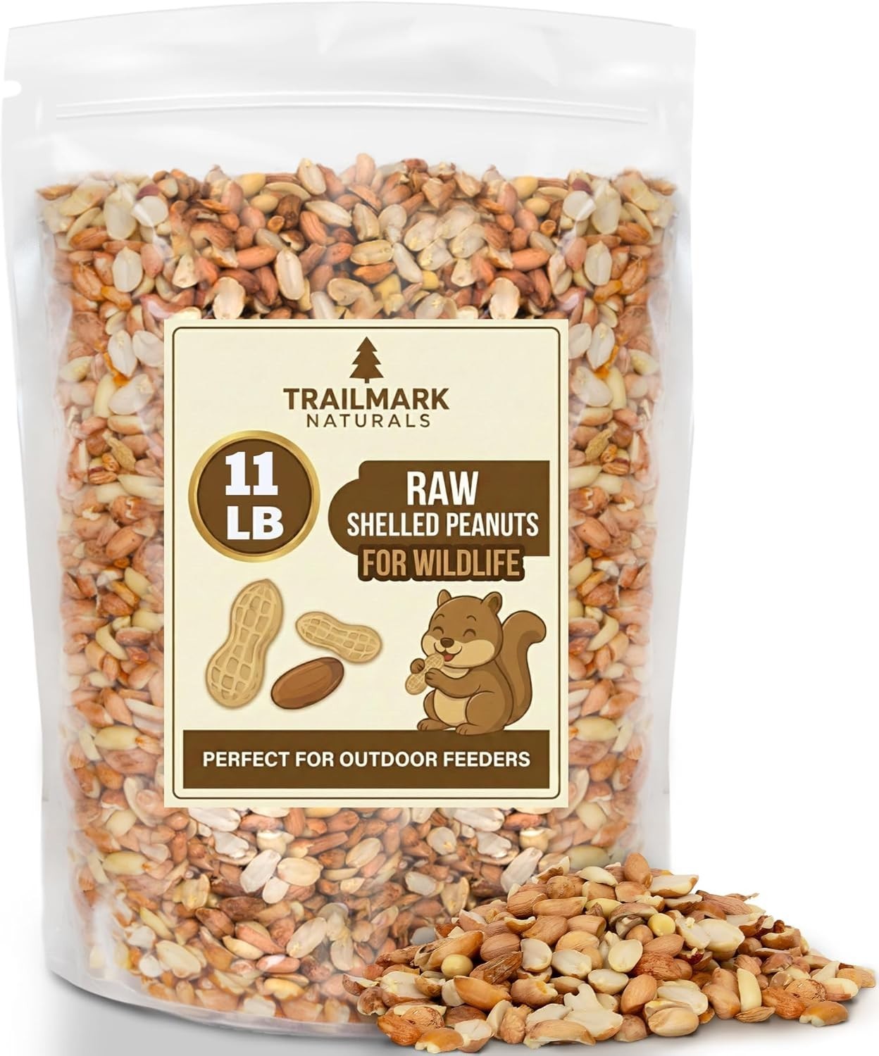 Bird Peanuts Shell 11 LB - Raw Shelled Peanuts for Squirrels, Out of Shell Peanuts for ...