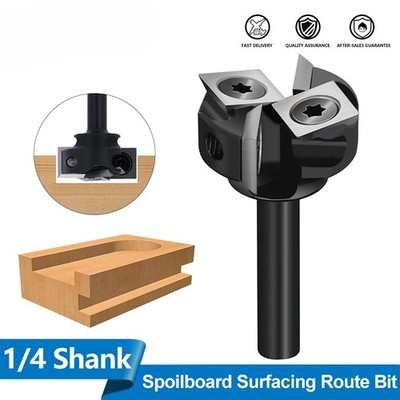 Milling Cutter 1/4'' Shank Spoilboard Surfacing Route Bit Carbide Insert Slab