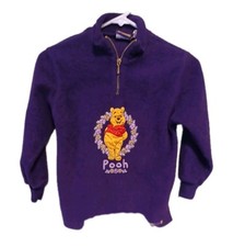 Vintage kids Girls Disney Winnie the Pooh fleece sweater Size Small Purple As-Is