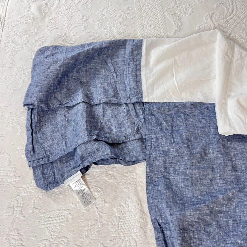 Panel de falda de cama Pottery Barn Kids azul cambray 100 % lino algodón talla única 52x28 Foto 3 de 4