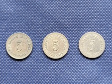 3 x 5 Pfennig Deutsches Reich - 1889 A, 1875 F, 1875 A, #04